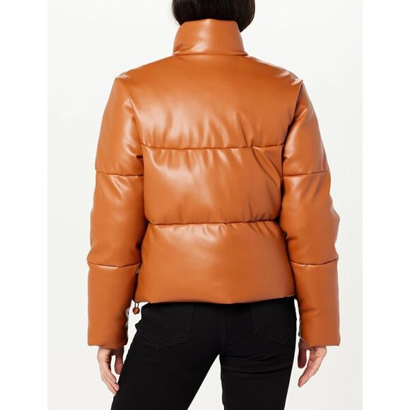 🤎 The Drop Priscilla Vegan Leather Puffer Size M NWT - Picture 2 of 12